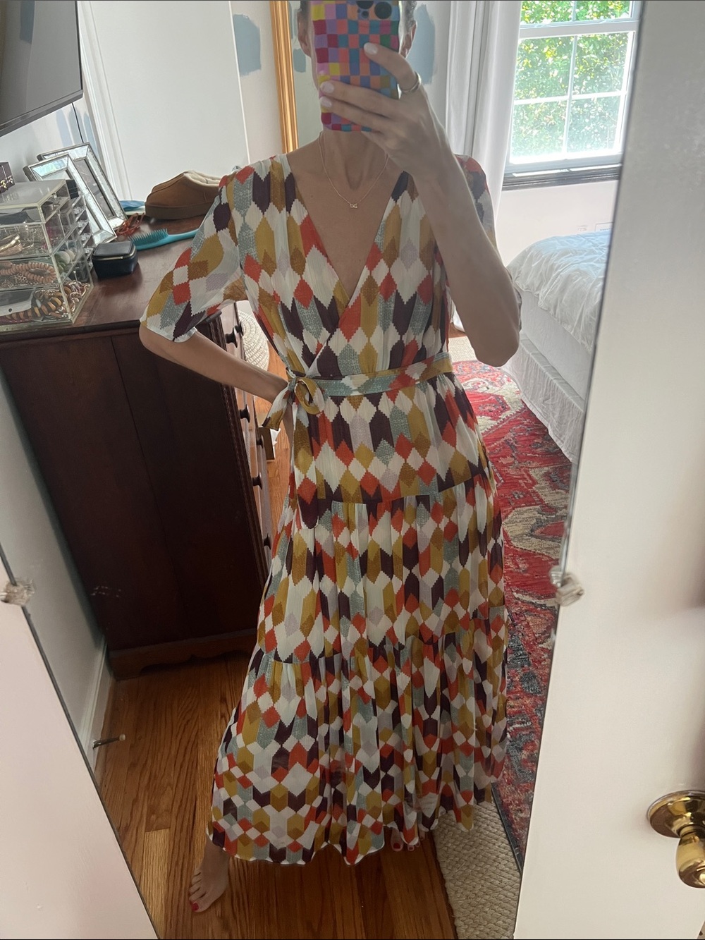 Roller Rabbit Multi-Color Geometric Wrap Maxi Dress